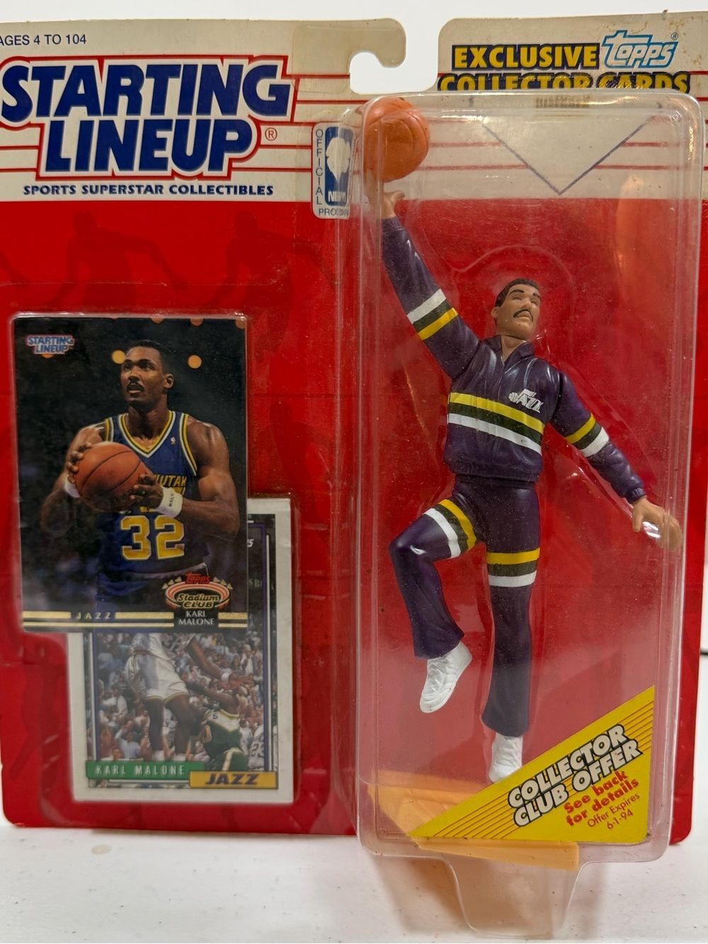 Starting Lineup Basketball Figure in Purple Jazz Warm-Up Outfit
